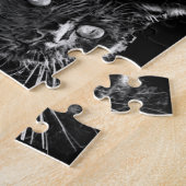 Schwarzer Katzenschatten Vollmond Puzzle (Seite)