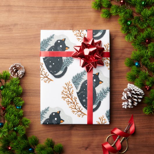 Schwarzer Katzenschnee Geschenkpapier (Feiertagsgeschenk)