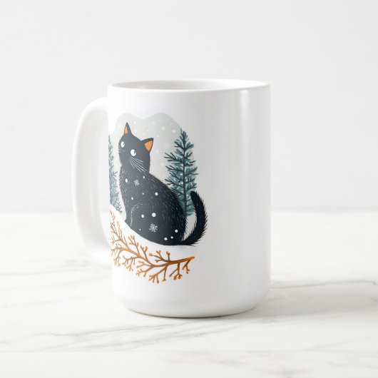Schwarzer Katzenschnee Kaffeetasse (Vorderseite Links)