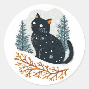 Schwarzer Katzenschnee Runder Aufkleber