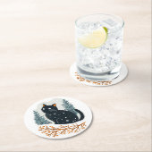 Schwarzer Katzenschnee Runder Pappuntersetzer (Vor Ort)