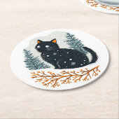 Schwarzer Katzenschnee Runder Pappuntersetzer (Angewinkelt)