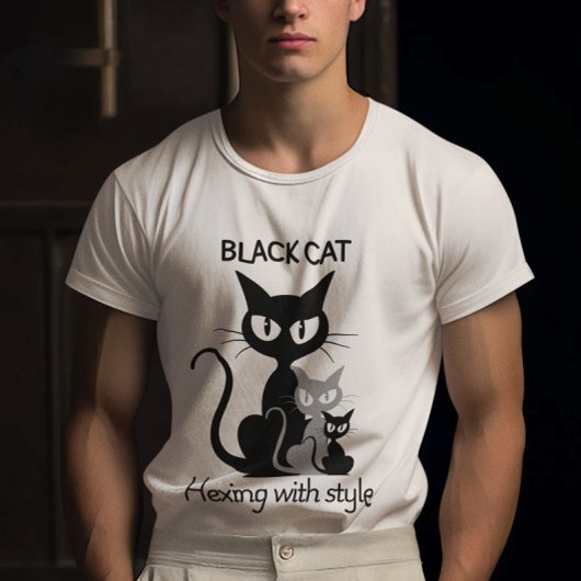 Schwarzer Katzentext mit drei schwarzen Katzen T-Shirt