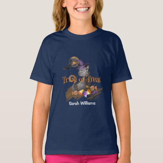 Schwarzer Katzentrick oder Wasserfarbe T-Shirt (Vorderseite)