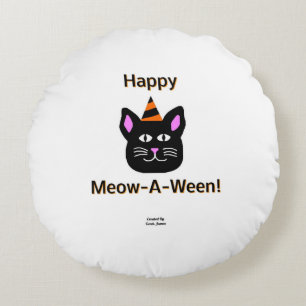 Schwarzer Katzenuntergrund - A-Ween-Rundkopfpflast Rundes Kissen