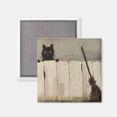 Schwarzer Katzenzaun Magnet (Vorderseite/Rückseite)