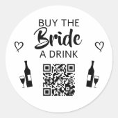 Schwarzer Kauf der Braut ein Getränk QR Code Jungg Runder Aufkleber (Vorderseite)