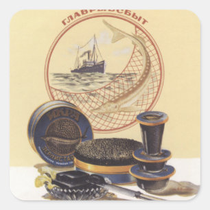 Schwarzer Kaviar Quadratischer Aufkleber
