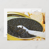 Schwarzer Kaviar und ein Löffel Perlmutt Postkarte (Vorne/Hinten)