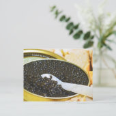 Schwarzer Kaviar und ein Löffel Perlmutt Postkarte (Stehend Vorderseite)