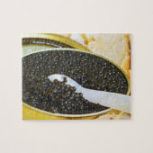 Schwarzer Kaviar und Löffel Perlmutt Puzzle (Horizontal)