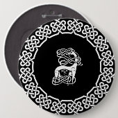 Schwarzer Keltischer/Nordischer Hirsch Button (Vorne & Hinten)