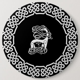 Schwarzer Keltischer/Nordischer Hirsch Button