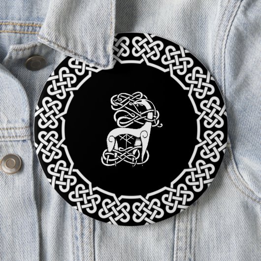 Schwarzer Keltischer/Nordischer Hirsch Button (Beispiel)