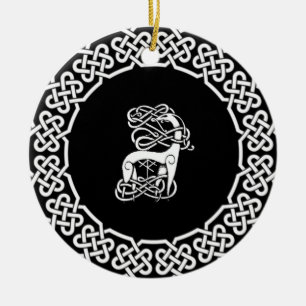 Schwarzer Keltischer/Nordischer Hirsch Keramik Ornament