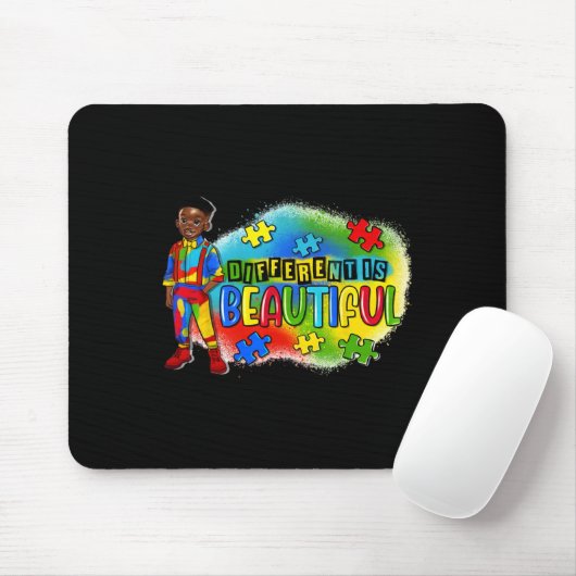 Schwarzer Kid Autismus anders ist schön Autismus A Mousepad (Mit Mouse)