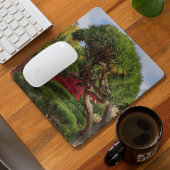 Schwarzer Kiefer und roter japanischer Ahornbaum Mousepad