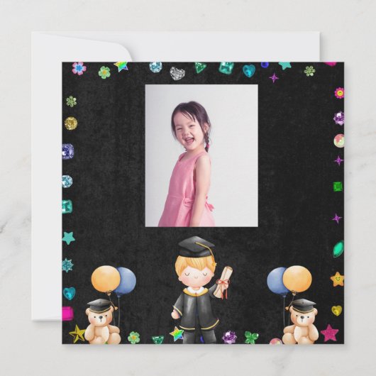 Schwarzer Kindergarten Abschluss Einladung (Rückseite)