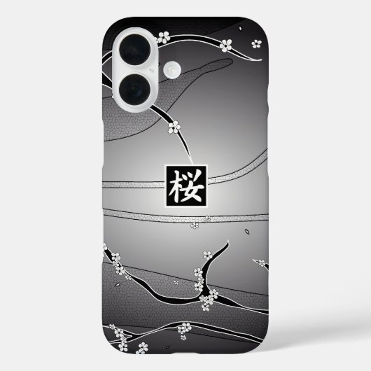 Schwarzer Kirschblossom Case-Mate iPhone Hülle (Rückseite)