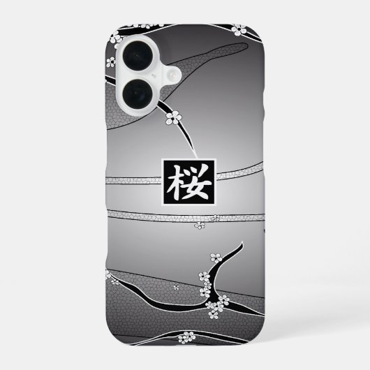 Schwarzer Kirschblütenbaum iPhone 16 Hülle (Rückseite)