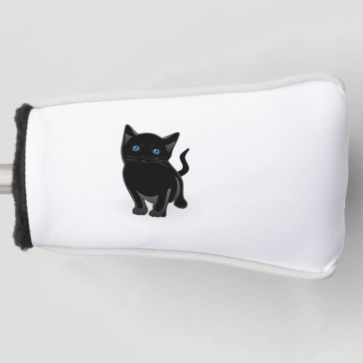 Schwarzer Kitty-Cartoon Golf Headcover (Vorderseite)