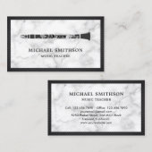 Schwarzer Klarinettenlehrer aus weißem Marmor Visitenkarte (Vorne/Hinten)