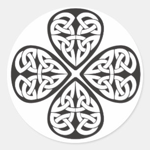 schwarzer Kleeblatt Celticknoten Runder Aufkleber