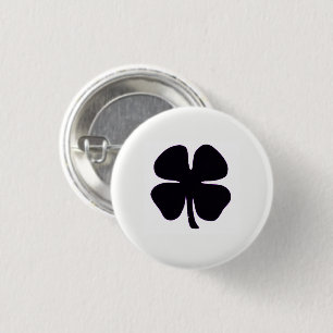 Schwarzer Kleeblatt weißer kleiner Knopf Button