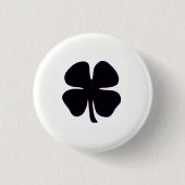 Schwarzer Kleeblatt weißer kleiner Knopf Button (Vorderseite)