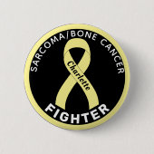 Schwarzer Knopf für Sarcoma/Knochenkrebs-Kämpfer Button (Vorderseite)