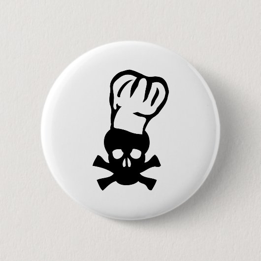 schwarzer Kochsschädel-Kochs-Kopfkoch Button (Vorderseite)