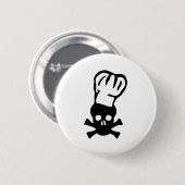schwarzer Kochsschädel-Kochs-Kopfkoch Button (Vorne & Hinten)