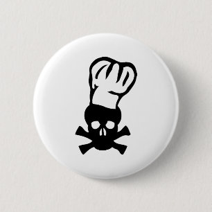 schwarzer Kochsschädel-Kochs-Kopfkoch Button