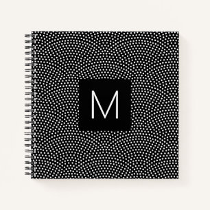 Schwarzer Komon (Haihaut) Mit Monogramm Notizblock