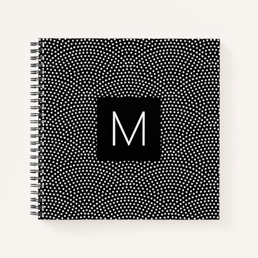 Schwarzer Komon (Haihaut) Mit Monogramm Notizblock (Vorderseite)