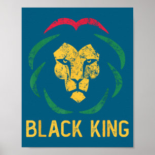 Schwarzer König Löwe Schwarze Geschichte Monat Män Poster