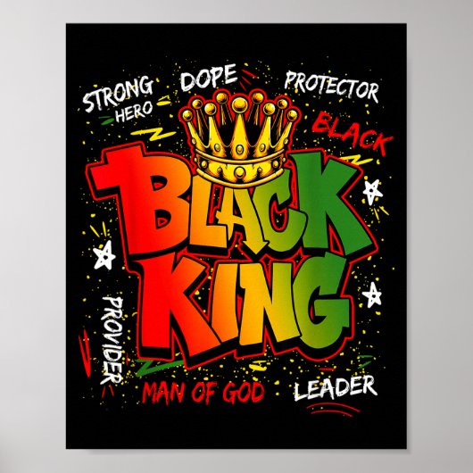Schwarzer König Mann Gottes Starker Held Schwarze Poster (Vorne)