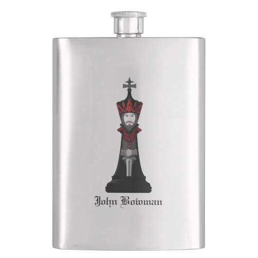 Schwarzer König / Personalisierter Name Flachmann (Vorderseite)