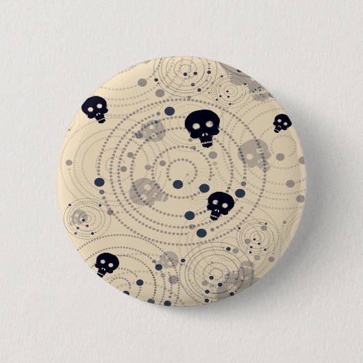 Schwarzer Kosmischer Zuckerschädel Button (Vorderseite)