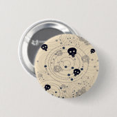 Schwarzer Kosmischer Zuckerschädel Button (Vorne & Hinten)