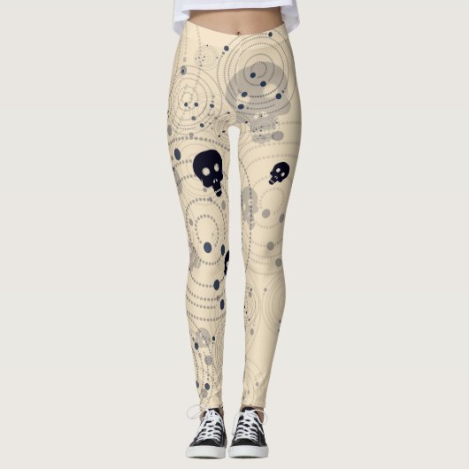 Schwarzer Kosmischer Zuckerschädel Leggings (Vorderseite)