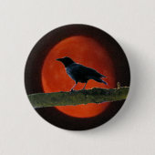Schwarzer Krähen-Rot-Mond Button (Vorderseite)