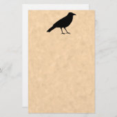 Schwarzer Krähen-Vogel auf einem Pergament-Muster Briefpapier (Vorne/Hinten)