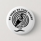 Schwarzer Kranich Stehend in der Silhouette Wasser Button (Vorderseite)