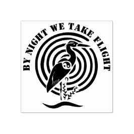 Schwarzer Kranich Stehend in der Silhouette Wasser Gummistempel