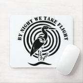 Schwarzer Kranich Stehend in der Silhouette Wasser Mousepad (Mit Mouse)