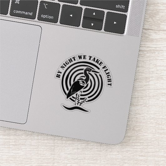 Schwarzer Kranich Stehend in Wasser Silhouette Con Aufkleber (Ausschnitt)