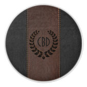 Schwarzer Kranz mit brauner und schwarzer Lederstr Keramikknauf (Vorderseite)