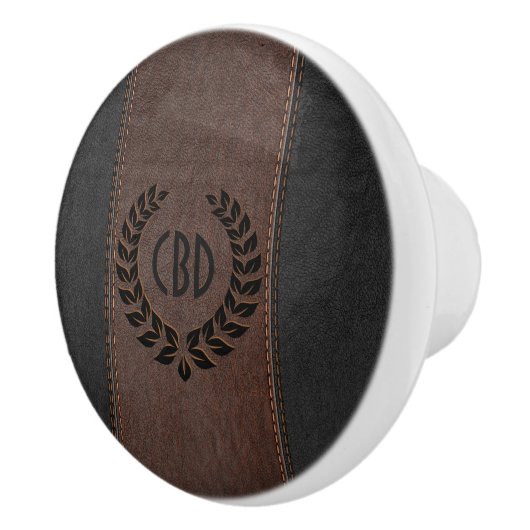 Schwarzer Kranz mit brauner und schwarzer Lederstr Keramikknauf (Rechts)