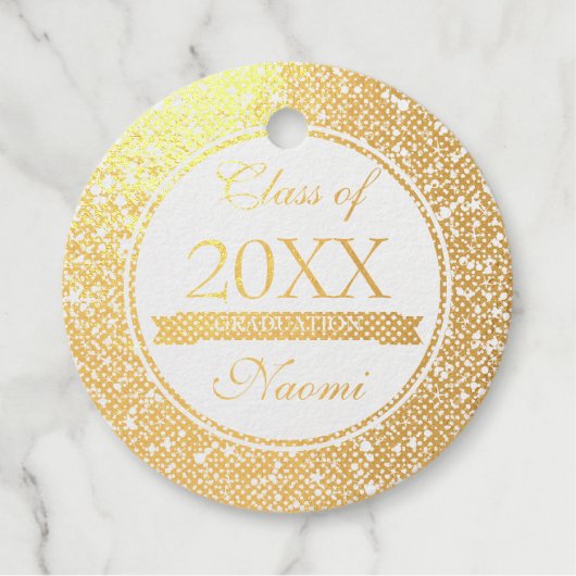 Schwarzer Kreis aus Gold und Weiß-Glitzer Geschenkanhänger (Vorderseite)